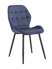 DC829 Стул мягкий, ТЕМНО-СИНИЙ#G62-58 велюр, каркас металл черный КРУГЛЫЙ