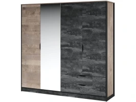 Шкаф «Стокгольм» 4дв, Дуб гранж песочный/Железный камень