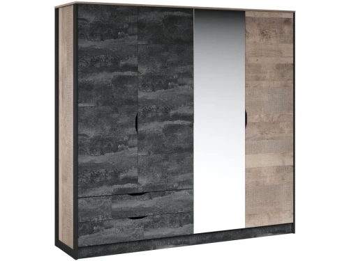 Шкаф «Стокгольм» 4дв, Дуб гранж песочный/Железный камень