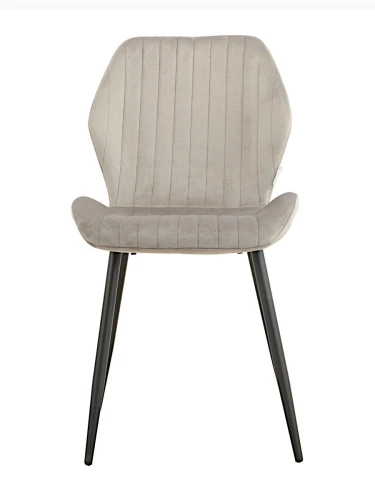 DC825 Стул мягкий, СЕРЫЙ#G62-38 велюр, каркас металл черный КРУГЛЫЙ