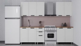 Готовая кухня ГК Аленушка 2 м  Лилия Молочный/Молочный,скоба черный,черный