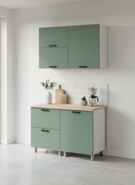 Готовая кухня МК Аленушка 1,2м с ящ.в 2 Орешник Матовая Мята,скоба черный,сонома (без столешницы)