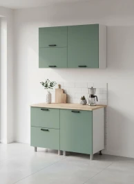 Готовая кухня МК Аленушка 1,2м с ящ.в 2 Орешник Матовая Мята,скоба черный,сонома (без столешницы)