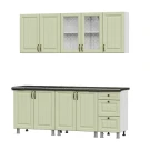 Кухонный гарнитур "Прованс"2,0м(МДФ)(со столешницей 38 мм)Серия 2Белый/Фисташковый текстурный/Черный Кухонный гарнитур "Прованс"2,0м(МДФ)(со столешницей 38 мм)Серия 2Белый/Фисташковый текстурный/Черный