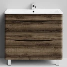Тумба Адель 90 напольный, Дуб крымский коричневый ПВХ 131005-9005 Vodok с раковиной в комплекте