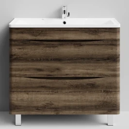 Тумба Адель 90 напольный, Дуб крымский коричневый ПВХ 131005-9005 Vodok с раковиной в комплекте