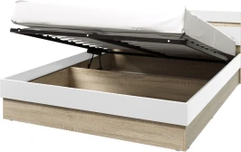 Кровать Ким с подъемным механизмом 1,6м, Белый глянец холодный, Сонома