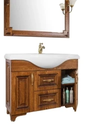 Тумба Дубэлла 105 напольный, под раковину, орех Vodok с раковиной в комплекте