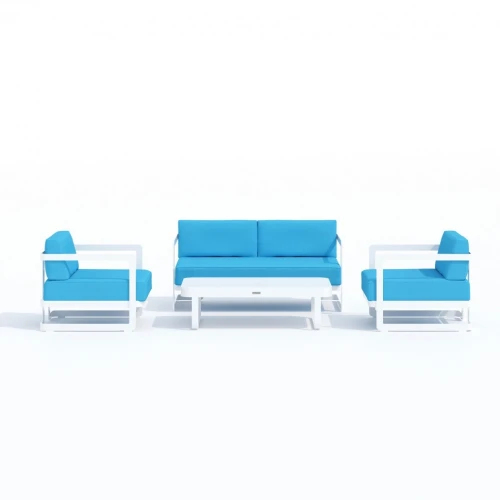 Лаунж зона SILENA голубая - белый каркас