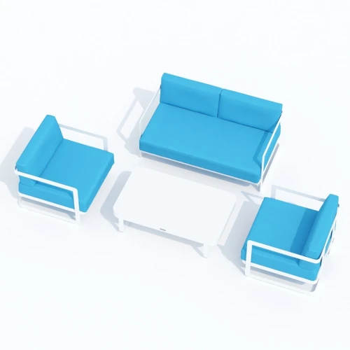 Лаунж зона SILENA голубая - белый каркас