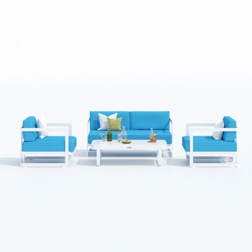 Лаунж зона SILENA голубая - белый каркас