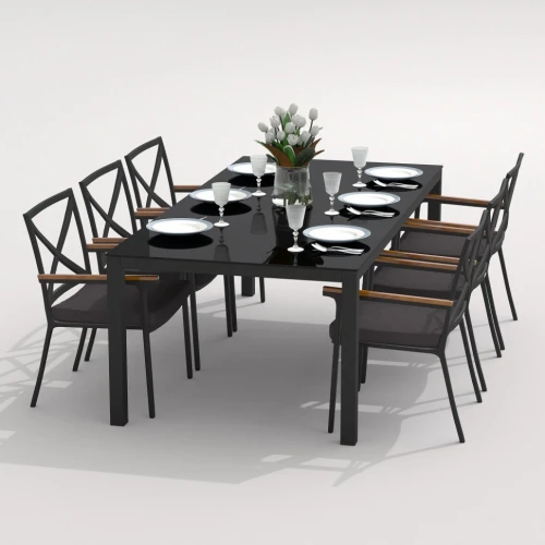 Обеденная группа CANA  FESTA  каркас карбон / стол стекло 200 / ткань антрацит