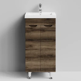 Тумба Смайл 40 напольный, Дуб крымский коричневый ПВХ 131005-9005 Vodok с раковиной в комплекте