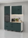 Готовый кухонный гарнитур МК Аленушка 1,6м ПД 2 Лаванда Изумруд,скоба черный,сонома
