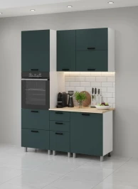 Готовый кухонный гарнитур МК Аленушка 1,6м ПД 2 Лаванда Изумруд,скоба черный,сонома