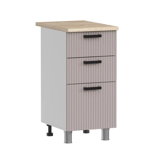 Готовая кухня МК Аленушка 1м с 3 ящ Лотос Кашемир,скоба антрацит,сонома