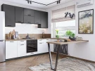 Прямая модульная кухня Фрейм-05 Stormy Silk/White Silk Graphite 2340*2400*600