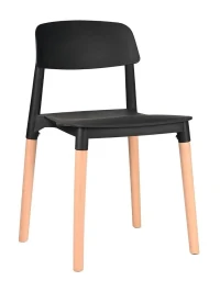 GH106/DC456 Стул пластиковый, ЧЕРНЫЙ, каркас бук
