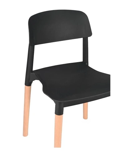GH106/DC456 Стул пластиковый, ЧЕРНЫЙ, каркас бук