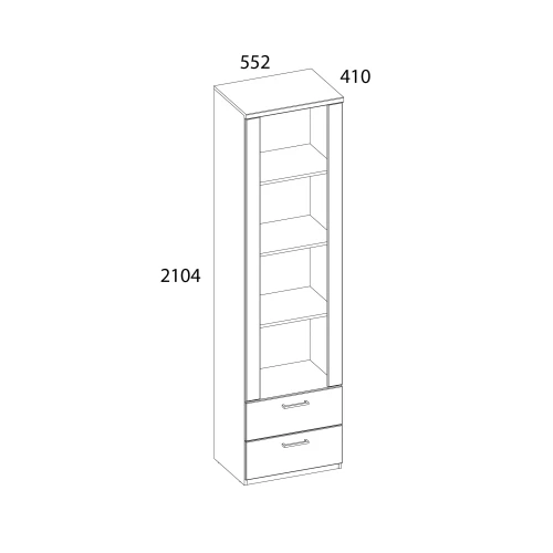 DOORSET, Шкаф открытый 2S4N. Цвет ДУБ НАВАРРА