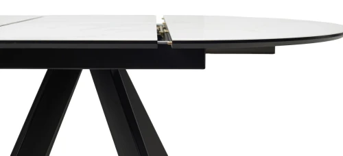 Стол БОНЖУР 100 БЕЛЫЙ МРАМОР, черная шагрень, стекло / ЧЕРНЫЙ каркас М-City