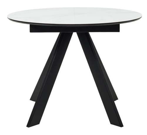 Стол БОНЖУР 100 БЕЛЫЙ МРАМОР, черная шагрень, стекло / ЧЕРНЫЙ каркас М-City