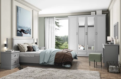 VALENCIA, Тумба прикроватная 2S. Цвет СЕРЫЙ