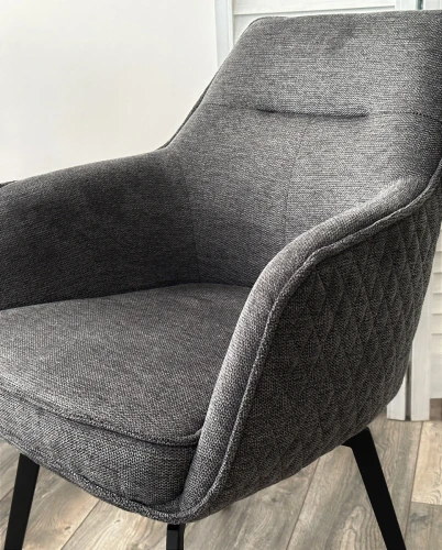 Стул RENLY 180 град. поворот. Brego-16 Темно-серый, ткань / Черный, ®DISAUR