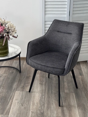 Стул RENLY 180 град. поворот. Brego-16 Темно-серый, ткань / Черный, ®DISAUR