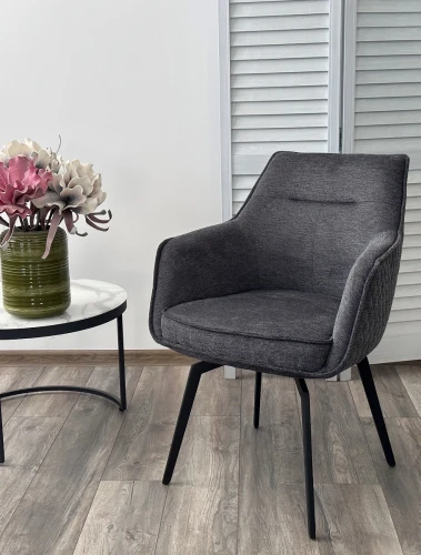 Стул RENLY 180 град. поворот. Brego-16 Темно-серый, ткань / Черный, ®DISAUR