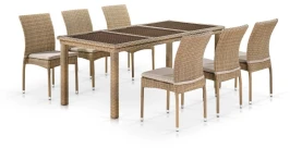 Комплект плетеной мебели T365/Y380B-W65 Light Brown (6+1)