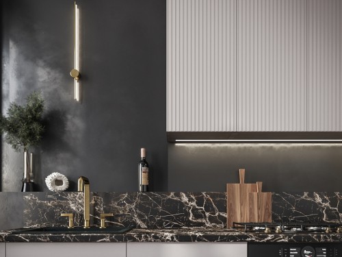 Модульная кухня Сиэль 2150 Атласный серый МДФ