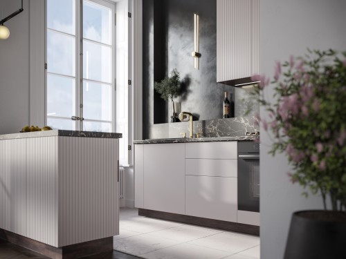 Модульная кухня Сиэль 2150 Атласный серый МДФ