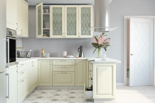 Готовая кухня Ницца 2600х2500х2000 Дуб кремовый МДФ ПВХ угловая