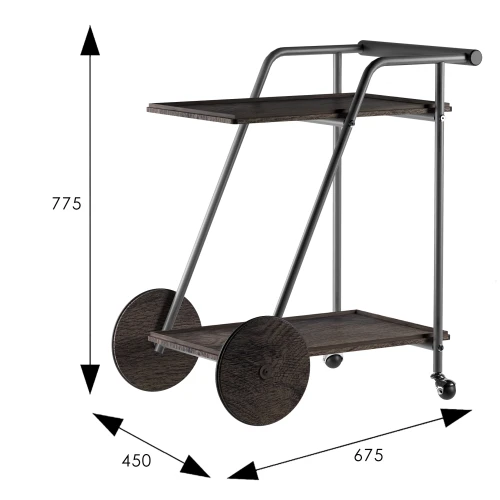 Стол сервировочный Оди металлик/эбеновое дерево/дуб маррон