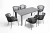 "Венето" обеденная группа на 6 персон со стульями "Милан", каркас темно-серый, роуп темно-серый