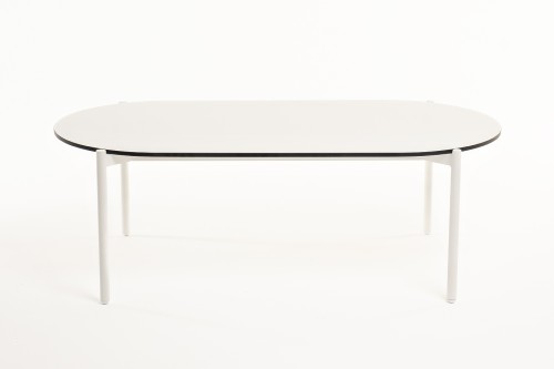 "Диего" журнальный стол из HPL 120х60 H40, каркас белый муар, цвет "молочный"