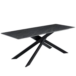 DT330 Стол обеденный Austrilia sand black 200*80*76, керамич. столешница, основание металл черный