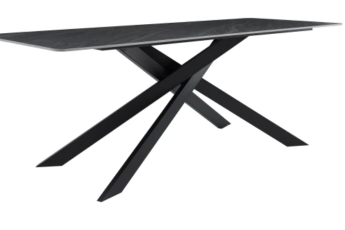 DT330 Стол обеденный Austrilia sand black 200*80*76, керамич. столешница, основание металл черный