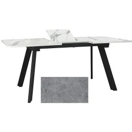Стол LARSEN 138*83+40 Столешница закал стекло, Мрамор 13, каркас черный