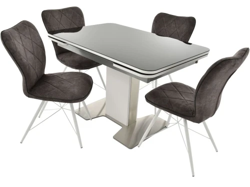 Стол «Тайбэй» стекло черное, каркас белый