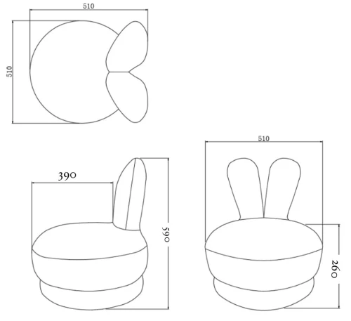 Пуф Банни ST05, 51х51х59 см, белый