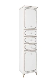 Пенал Мариэль 40 напольный, правый, патина золото, белая, бельевая корзина