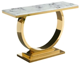 Стол-консоль Лира IST-806,120х40х76 см, небесный белый/золотой