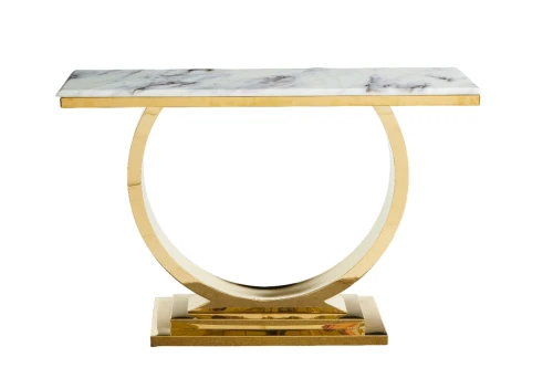 Стол-консоль Лира IST-806,120х40х76 см, небесный белый/золотой