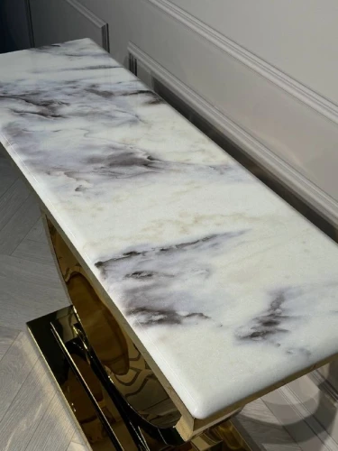 Стол-консоль Лира IST-806,120х40х76 см, небесный белый/золотой