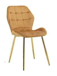 DC829 Стул мягкий, КЭМЕЛ#G62-06 велюр, каркас металл золото КРУГЛЫЙ