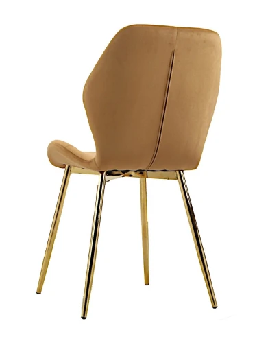 DC829 Стул мягкий, КЭМЕЛ#G62-06 велюр, каркас металл золото КРУГЛЫЙ