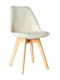 GH608/DC608 Стул пластиковый мягкий, СЕРО-БЕЖЕВЫЙ ткань, каркас бук