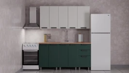 Готовая кухня ГК Аленушка 1,6м  Лаванда Керамика/Изумруд,скоба черный,черный